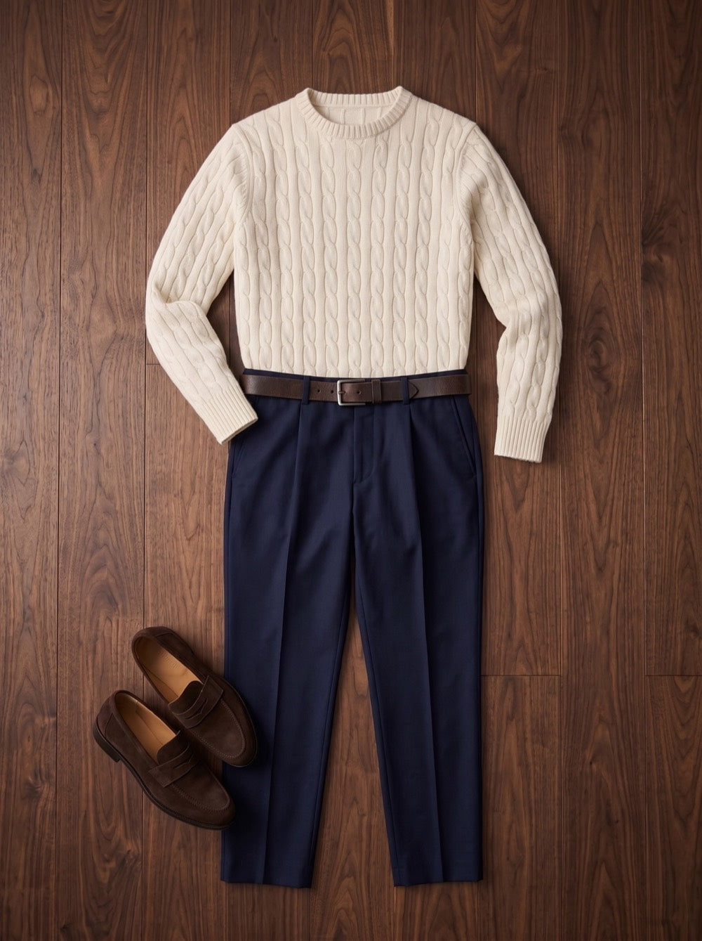 Conjunto Conjunto Domingo: Jersey Ramal, Pantalón Viaducto, Cinturón Vía, Mocasín Estribo